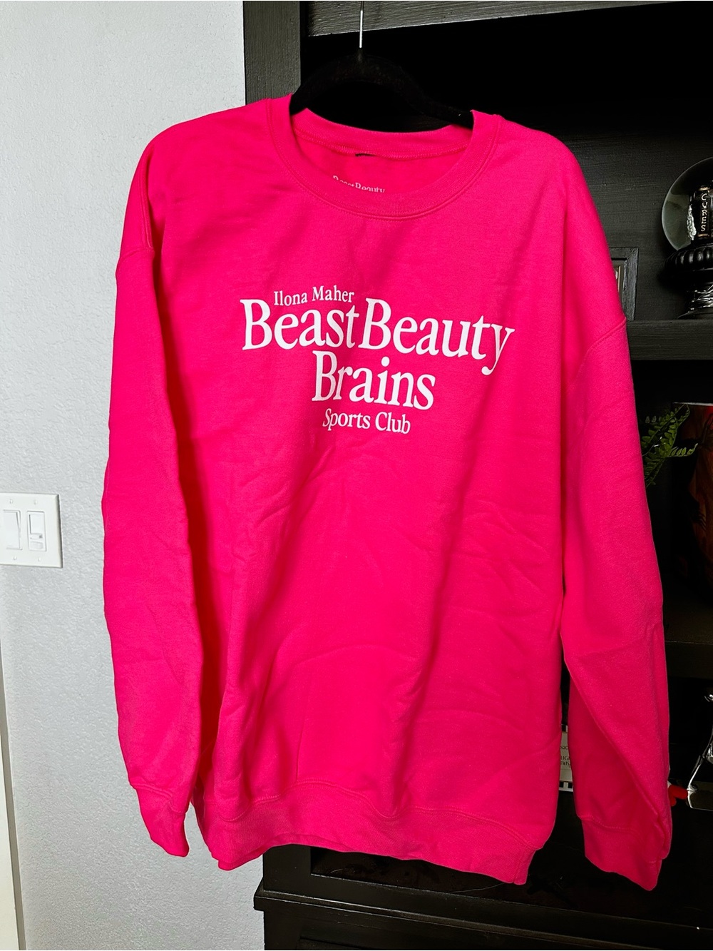 Beast Beauty Brains Sports Club Crewneck Sweatshirt - Hot Pink